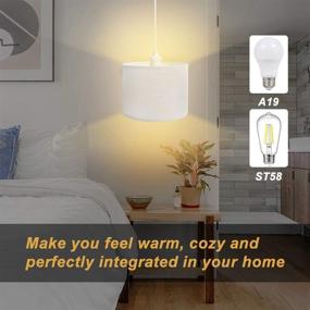 img 2 attached to 💡 Enhance Your Space with 2-Pack Plug in Pendant Lights: 15FT Clear Cord, White Fabric Shade, On/Off Switch – Ideal for Bedroom, Living Room, Basement!