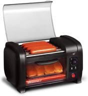 🌭 elite gourmet ehd-051b stainless steel hot dog toaster oven with 30-min timer, heat rollers, bake & crumb tray, 4 bun capacity, black - perfect for world series baseball fans logo