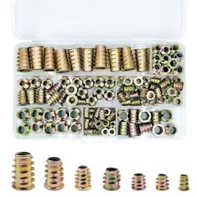 img 4 attached to 🛠️ PGMJ 130 Pieces Metric Threaded Inserts Nuts Assortment Tool Kit for Wood Furniture - Premium Zinc Alloy Fastener Connector Set with Hex Socket Screws