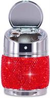 🚬 elegant red crystal bling car cigarette ashtray - portable smokeless cylinder cup holder logo