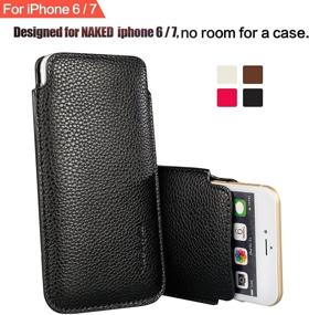 img 4 attached to 📱 PU Leather Sleeve Case for Apple iPhone SE 2020/6/6S/7/8 4.7" Phone with Elastic Pull Strap - Professional Executive Design (Black)