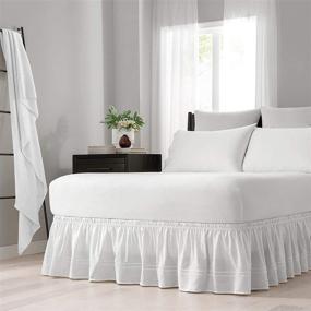 img 4 attached to 🛏️ Convenient and Hassle-Free: EASY FIT Baratta Elastic Wrap Around Bed Skirt, White (18-Inch Drop) for Queen/King Beds
