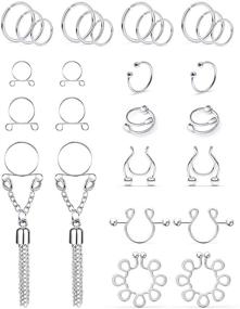 img 2 attached to SCERRING Non-Piercing Stainless Nipple Rings 💎 for Women's Jewelry, Ideal for Body Jewelry