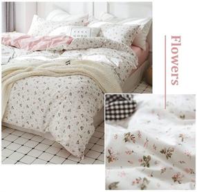 img 2 attached to 🌸 VClife Queen Cotton Duvet Cover Sets: Vintage Style Floral Bedding with Pillowcases - Pink & White 100% Cotton Flower Branches Pattern - Zipper Closure (3 Piece Set)