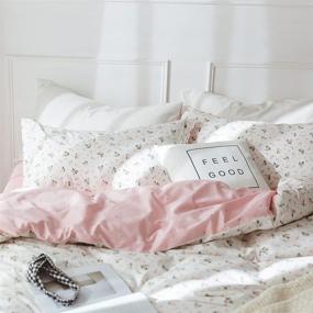 img 1 attached to 🌸 VClife Queen Cotton Duvet Cover Sets: Vintage Style Floral Bedding with Pillowcases - Pink & White 100% Cotton Flower Branches Pattern - Zipper Closure (3 Piece Set)