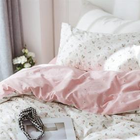 img 4 attached to 🌸 VClife Queen Cotton Duvet Cover Sets: Vintage Style Floral Bedding with Pillowcases - Pink & White 100% Cotton Flower Branches Pattern - Zipper Closure (3 Piece Set)