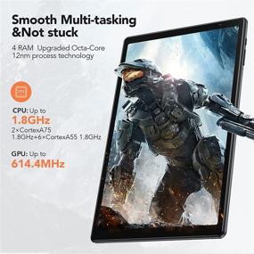 img 2 attached to 📱 LNMBBS 10.1" Octa-Core Tablet with Keyboard, 4GB RAM, 64GB Storage, Android 10, 1920x1200 FHD Display, 13MP Rear Camera, 5G WiFi, 1.8GHz Processor, Bluetooth 5.0, GPS, Face ID - Gray