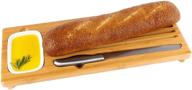 🍞 bamboo land new sweep off bamboo baguette board: bread/loaf cake cutting board with bread crumb catcher, ceramic dipping dish/olive oil dish & large bread knife - perfect home gift for housewarming logo