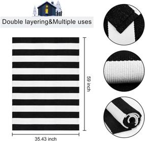 img 3 attached to OJIA Черно-белый полосатый ковер - 3x5 футовый хлопковый ручной плетеный ковер для использования внутри и снаружи - накладные коврики для входной веранды, патио, газона и многого другого!