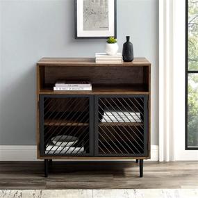 img 3 attached to 🏬 Walker Edison 32 Inch Rustic Oak Modern Metal Accent and Wood Kitchen Buffet Entryway Bar Cabinet Storage Entry Table for Living Room and Dining Room