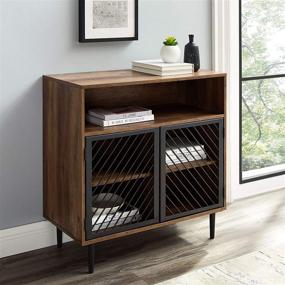 img 4 attached to 🏬 Walker Edison 32 Inch Rustic Oak Modern Metal Accent and Wood Kitchen Buffet Entryway Bar Cabinet Storage Entry Table for Living Room and Dining Room