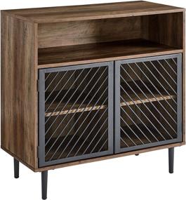 img 1 attached to 🏬 Walker Edison 32 Inch Rustic Oak Modern Metal Accent and Wood Kitchen Buffet Entryway Bar Cabinet Storage Entry Table for Living Room and Dining Room