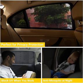 img 1 attached to 🚗 2 Pack of REACHTOP Car Window Screens - Universal Rear Side Door Covers with Mesh Sleeve for Baby, Camping, Mosquito Netting; Block Privacy, Blackout Back