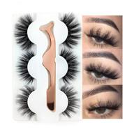 3 styles 3d mink false eyelashes - synthetic fiber material, 💁 handmade, natural fluffy long soft reusable fake eyelashes with eyelash applicator (3 pairs) logo