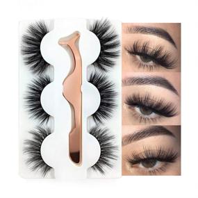 img 4 attached to 3 Styles 3D Mink False Eyelashes - Synthetic Fiber Material, 💁 Handmade, Natural Fluffy Long Soft Reusable Fake Eyelashes with Eyelash Applicator (3 Pairs)