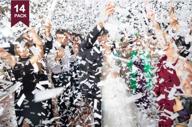 🎉 14-pack white confetti wands - tissue paper flutter sticks for wedding celebrations, anniversaries, birthday parties - white, 14 inch logo