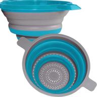 🍝 kitchen maestro collapsible colander and strainer set - 2 blue collanders, perfect for pasta, fruits, veggies, and more. bpa free & dishwasher safe! logo