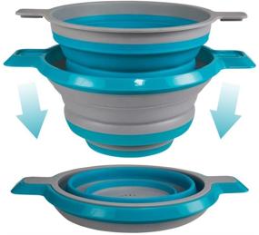 img 3 attached to 🍝 Kitchen Maestro Collapsible Colander and Strainer Set - 2 Blue Collanders, Perfect for Pasta, Fruits, Veggies, and More. BPA Free & Dishwasher Safe!