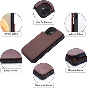 img 1 attached to Premium Genuine Leather Wallet Case for iPhone 12/12 Pro - Stylish Back Flip Cover with Card Pockets - Real Leather Brown - Arae Compatible 6.1 inch