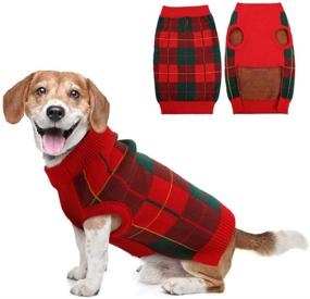 img 4 attached to IDOMIK Plaid Knitwear Turtleneck Dog Sweater - Small Medium Dogs - Cold Weather Knitting Coat with Leash Hole - Autumn/Fall & Winter - Puppy Warm Knitted Vest - Pet Apparel