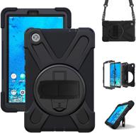 👶 tsqqst lenovo tab m8 kids case with strap - heavy duty rugged cover with stand and shoulder strap for lenovo smart tab m8 tb-8505fs/tb-8505f/tb-8505x 2019 - black logo