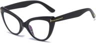 👓 womens oversized blue light computer glasses: stylish reader for blocking harmful light (black +2.0) logo