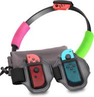 nintendo switch ring fit adventure accessories bundle: 2 leg straps, 2 grips, and 1 storage bag for ring con logo