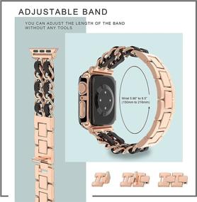 img 2 attached to 👸 Stylish QVLANG Compatible Apple Watch Band 40mm: Women's Stainless Metal Chain Bracelet Strap with Bling Screen Protector Case for iWatch Series 6/5/4/SE in Rose Gold/Black (40mm)