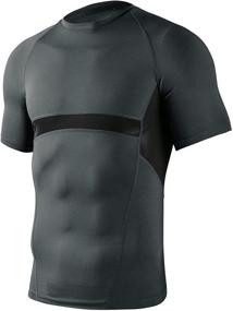 img 4 attached to Men's Slimming Compression Shirts Tshirts with Sleeve
