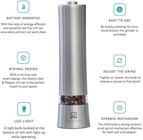 img 2 attached to 🧂 iKOPHOME Electric Salt and Pepper Grinder Set: Battery Operated Stainless Steel with Automatic LED Light, Ceramic Milling Mechanism, Easy Operation