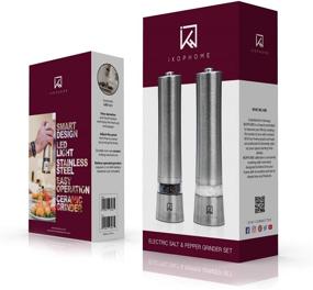 img 3 attached to 🧂 iKOPHOME Electric Salt and Pepper Grinder Set: Battery Operated Stainless Steel with Automatic LED Light, Ceramic Milling Mechanism, Easy Operation