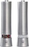 🧂 ikophome electric salt and pepper grinder set: battery operated stainless steel with automatic led light, ceramic milling mechanism, easy operation logo