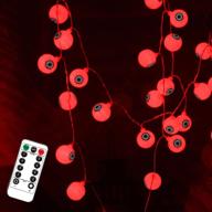 👻 halloween lights indoor eyeball string lights: 30 led battery operated with remote, 8 modes for cute scary twinkle, perfect for house party christmas red - create a spooky horror atmosphere! логотип