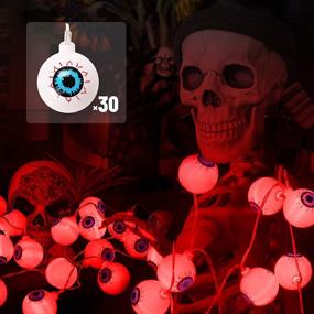 img 2 attached to 👻 Halloween Lights Indoor Eyeball String Lights: 30 LED Battery Operated with Remote, 8 Modes for Cute Scary Twinkle, Perfect for House Party Christmas Red - Create a Spooky Horror Atmosphere!