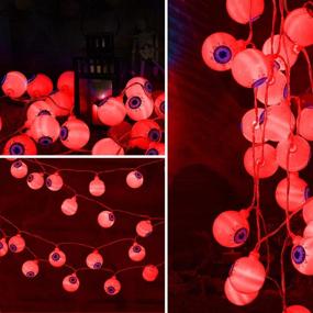 img 1 attached to 👻 Halloween Lights Indoor Eyeball String Lights: 30 LED Battery Operated with Remote, 8 Modes for Cute Scary Twinkle, Perfect for House Party Christmas Red - Create a Spooky Horror Atmosphere!