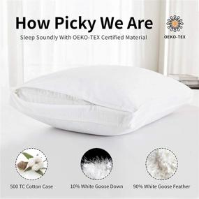 img 3 attached to 🛏️ Basic Beyond Feather Down Pillow Set - Natural White Goose Feather Bed Pillows (Queen Size, Set of 2) - Hotel Soft Pillow for Sleeping - 18” x 28”