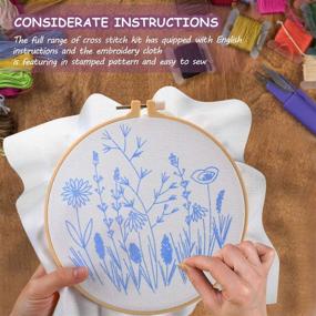 img 1 attached to 🌸 Embroidery Starter Kit - Complete Set with Floral Patterns, Embroidery Hoops, Floss, Needles, and Instructions - Ideal for Adults, Kids, and Beginners in Christmas Crafts