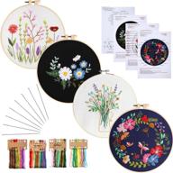 🌸 embroidery starter kit - complete set with floral patterns, embroidery hoops, floss, needles, and instructions - ideal for adults, kids, and beginners in christmas crafts logo