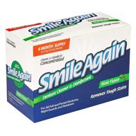 🌿 очищающее средство smile again mint для зубных протезов, защитных щитков для зубов, ночных щитков и ретейнеров - полугодовой запас с дезинфицирующим средством. логотип