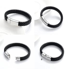 img 3 attached to Genuine Leather Cremation Urn Bracelet - Stainless Steel Bangle Keepsake for Ashes by zeqingjw