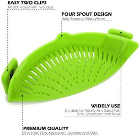 img 1 attached to 🍝 Silicone Clip-On Snap Strainer for Pasta and Ground Beef Grease, Ideal for Bowls and Pots – Food Grade, Includes Heat-resistant Hot Pads (Green)