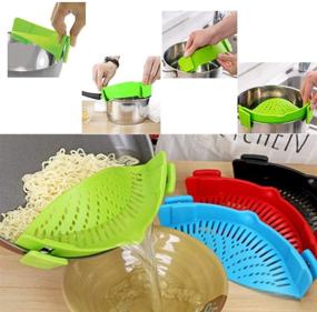 img 3 attached to 🍝 Silicone Clip-On Snap Strainer for Pasta and Ground Beef Grease, Ideal for Bowls and Pots – Food Grade, Includes Heat-resistant Hot Pads (Green)