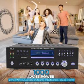 img 2 attached to 🎵 Pyle PD1000BA: 4-Channel Wireless Bluetooth Power Amplifier - 1000W Stereo Speaker Home Audio Receiver with FM Radio, USB, Headphone, 2 Microphone with Echo, Front Loading CD DVD Player, LED, Rack Mount