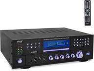 🎵 pyle pd1000ba: 4-channel wireless bluetooth power amplifier - 1000w stereo speaker home audio receiver with fm radio, usb, headphone, 2 microphone with echo, front loading cd dvd player, led, rack mount logo
