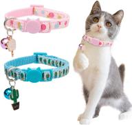 🐈 banmoder cat collar breakaway with bell, 2 pack - safety adjustable collars set: candy & cactus designs logo