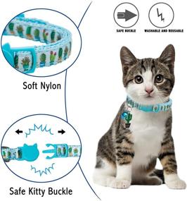 img 2 attached to 🐈 BANMODER Cat Collar Breakaway with Bell, 2 Pack - Safety Adjustable Collars Set: Candy & Cactus Designs