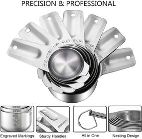 img 3 attached to 🥄 AIKEXIN Stainless Steel Measuring Cups and Spoons Set - 20 Piece Set Including 7 Cups, 6 Spoons, 3 Transparent Plastic Cups, 1 Leveler, 1 Measuring Conversion Chart, and 2 Metal Rings