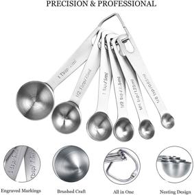 img 2 attached to 🥄 AIKEXIN Stainless Steel Measuring Cups and Spoons Set - 20 Piece Set Including 7 Cups, 6 Spoons, 3 Transparent Plastic Cups, 1 Leveler, 1 Measuring Conversion Chart, and 2 Metal Rings