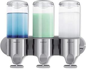 img 4 attached to 🧼 Stainless Steel simplehuman Triple Wall Mount Shower Pump, 3 x 15 fl. oz. Shampoo and Soap Dispensers