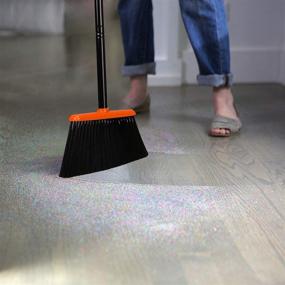 img 3 attached to TreeLen Angle Broom and Dustpan Set with Convenient Broom Handle Snap-On, Vibrant Orange